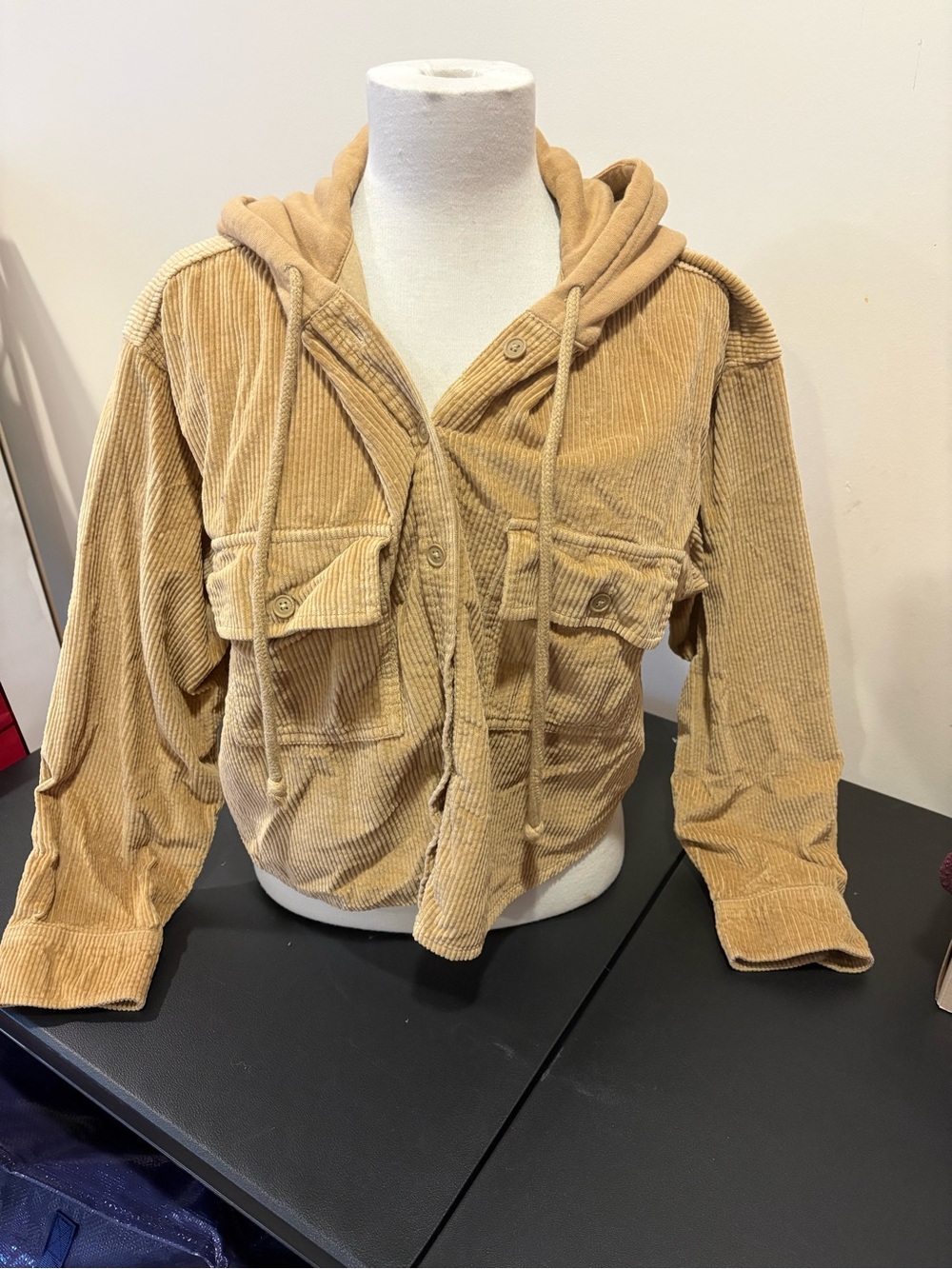 American Eagle Outfitters Corduroy Hooded Utility Jacket - Camel